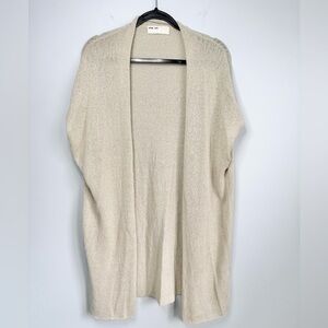 Evam Eva Size 2 (M) • Tan Short Sleeve Long Cotton Cardigan Sweater.